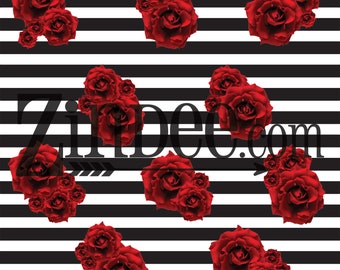 Black White Stripe Red Roses vinyl,printed vinyl, adhesive vinyl, heat transfer vinyl, pattern heat transfer, printed HTVorADHESIVE, iron on