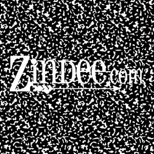 May include: Black and white speckled pattern background with the text "Zinpee.com" in white, with an arrow pointing to the right. The background has a notebook paper texture.