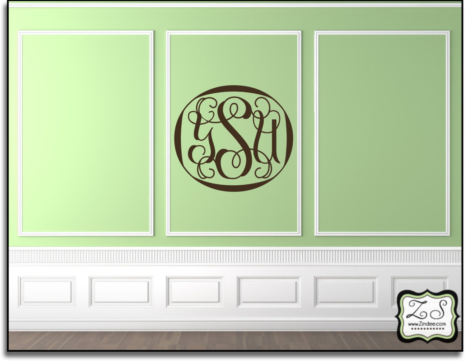 Personalized Interlocking Vine Monogram Approx. 23"w X 20"h- Vinyl Wall ...