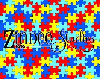 Autism Puzzle Piece vinyl, printed vinyl, adhesive vinyl, heat transfer vinyl, pattern heat transfer, printed HTV or ADHESIVE, iron on