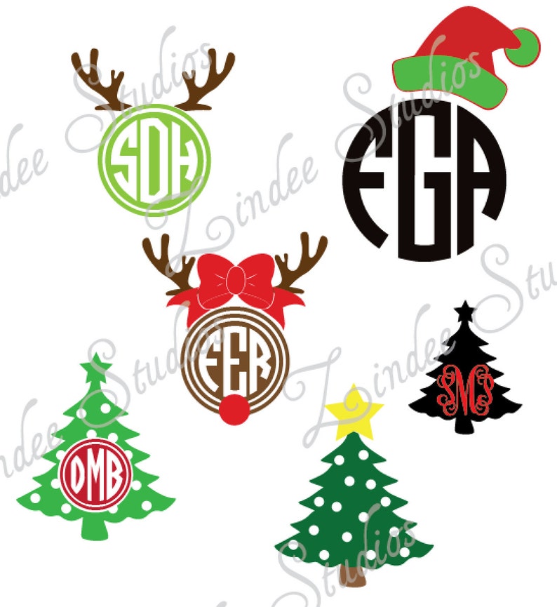 Christmas cut file for monogram with place for monogram cut file, vinyl file, silhouette file. Christmas image 1