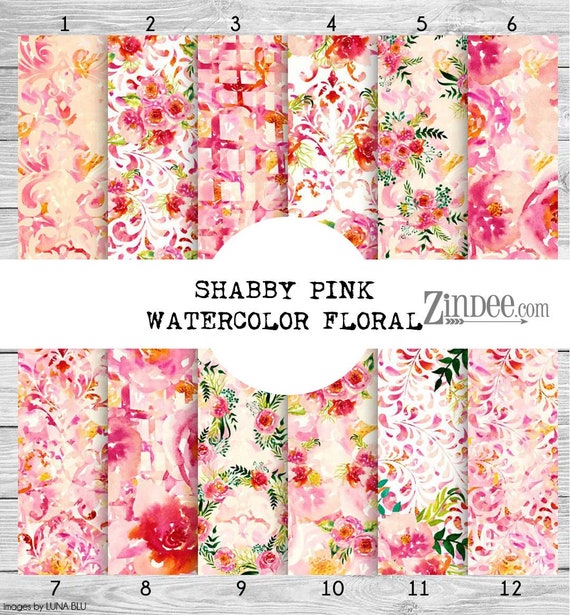 Shabby Pink Watercolor Floral, Printed Vinyl, Adhesive Vinyl, Heat Transfer  Vinyl, Pattern Heat Transfer, Printed HTV or ADHESIVE, Iron On 