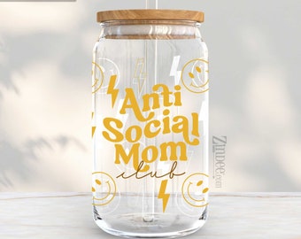 Anti Social Mom Club UV DTF Wrap-16 oz (approx. 9.5"x4")