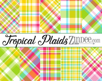 Tropical plaids pattern vinyl, printed vinyl, adhesive vinyl, heat transfer vinyl, pattern heat transfer, printed HTV or ADHESIVE, iron on