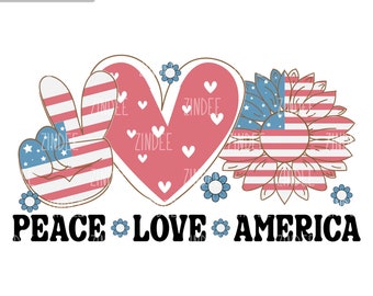 Peace Love America UV DTF Decal