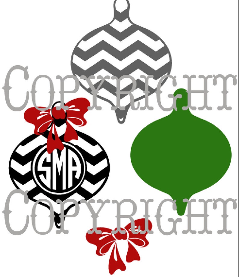 Chevron Christmas ornament with place for monogram cut file, vinyl file, silhouette file. Christmas image 1