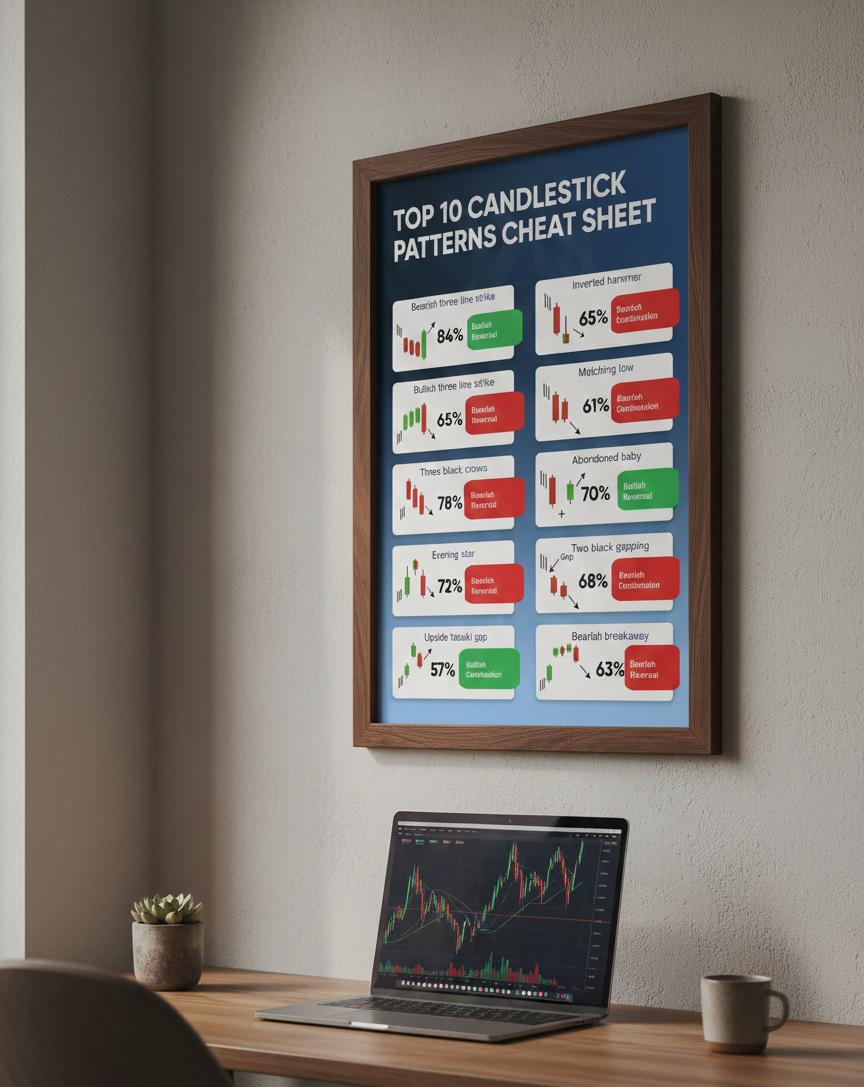 Top 10 Candlestick Patterns Cheat Sheet | Trading Education Poster ...