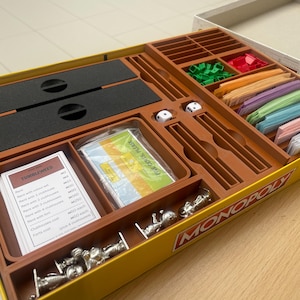 Monopoly-organizer bordspeldoos | 3D-geprint inzetstuk, snellere installatie