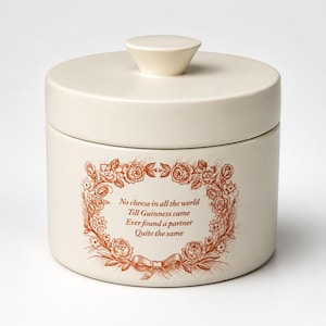 Pot à fromage Guinness Stilton vintage Carlton Ware avec couvercle, poterie publicitaire anglaise, objet de collection Guinness, fabriqué en Angleterre