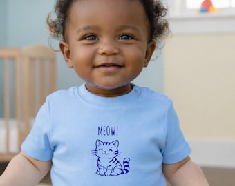 Camiseta de gato bebé / Camiseta de gatito sonriente, conjunto para recién nacido
