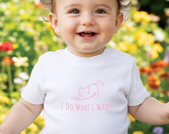 Camiseta divertida de gato / Hago lo que quiero, camiseta de gatito atrevido