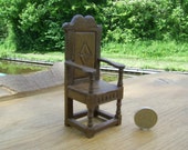 1/12th scale dollhouse miniature Tudor/Stuart Wainscot Chair
