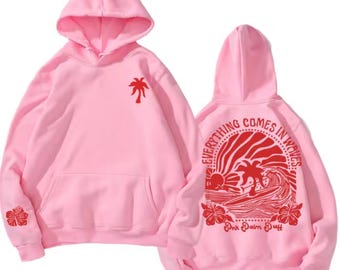 Palm Tree Wave Graphic Hoodie | Beach Surf Unisex Pullover