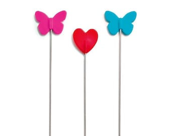 Prym Love Sewing Pins: Flat Head Hearts & Butterflies - 50 Count