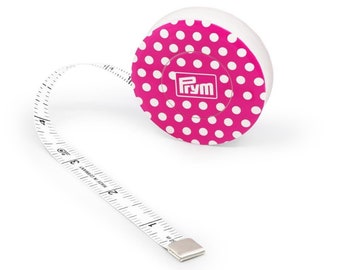 Pink Polka Dot Retractable Measuring Tape: 60"/150cm Sewing Tool