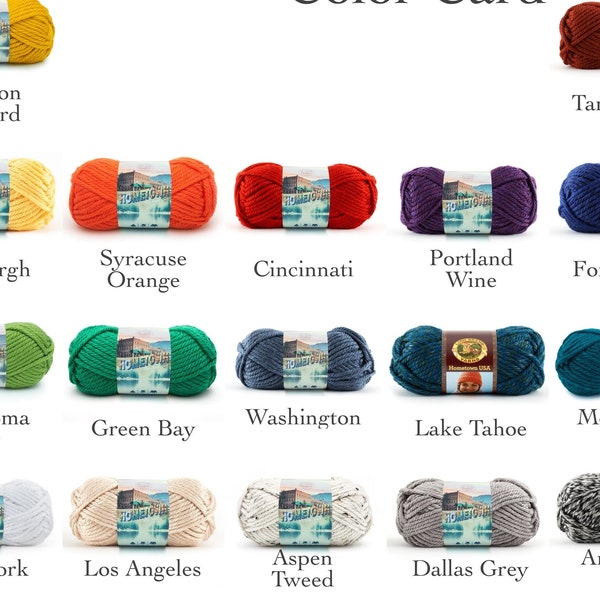 Lion Brand Hometown USA Yarn - Weight 6 Super Bulky - Acrylic Machine Wash & Dry - Colorful Knit Crochet Yarn - Blanket Yarn - Baby Yarn