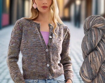 Cardigan Knitting Pattern + Yarn, Siobhan Sweater Knitting Kit, Knit Your Own Button Up Cardigan with Artesano Yarn