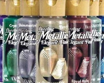 DecoArt Dazzling Metallic Paint: Gold, Silver, Copper, Pearlescent - 2 oz
