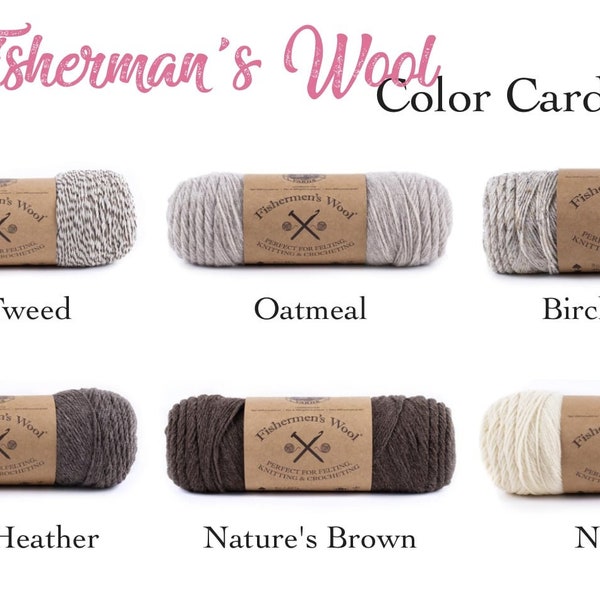 Wool Yarn - Worsted Weight Tweed Yarn - Lion Brand Fishermen's Wool - Knit, Crochet & Fiber Art - Felt it, Dye it - Water Resistant Yarn