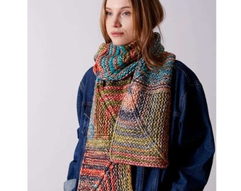 Scarf Knitting Pattern + Yarn Kit, Wander Scarf Knitting Kit, DIY Colorful Knit Scarf