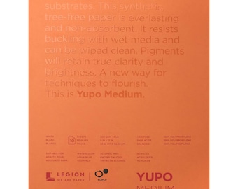 Yupo Paper, Pad with 10 Sheets, Yupo Plastic Paper for Alcohol Inks and Watercolors, 9"x12" & 5"x7", Non Absorbent Flat Satin Paper