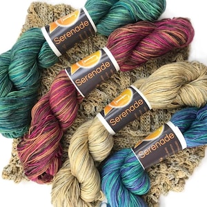 100% Mulberry Silk Yarn, Hand Painted, Fingering Weight, Serenade Hand Painted Silk Yarn by Vijay Fibers