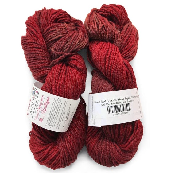 Deep Red Shades, Hand Dyed, Worsted