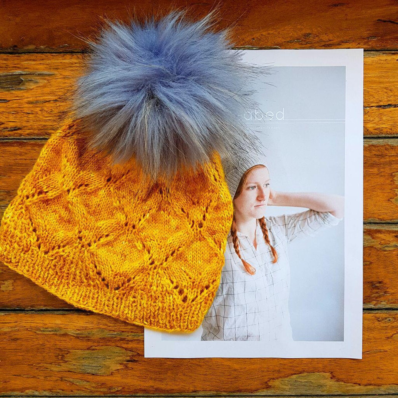 Hat Knitting Pattern Yarn Seabed Pom Pom Hat Knitting Kit Etsy