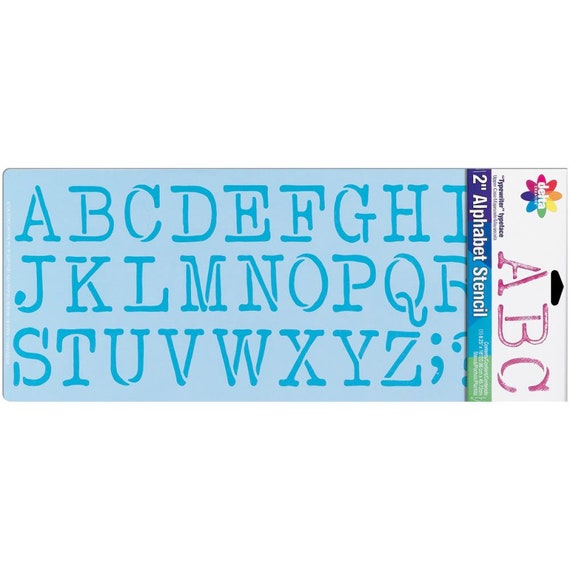 Alphabet Letter Stencils, 2 Inch Letters, Alpha Typewriter Uppercase Font,  8.25 X 18 Inches, Reusable Alphabet Stencils, 