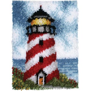 Lighthouse Latch Hook Kit: Red & White Beacon (15 x 20 Inches)