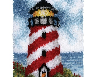 Lighthouse Latch Hook Kit: Red & White Beacon (15 x 20 Inches)