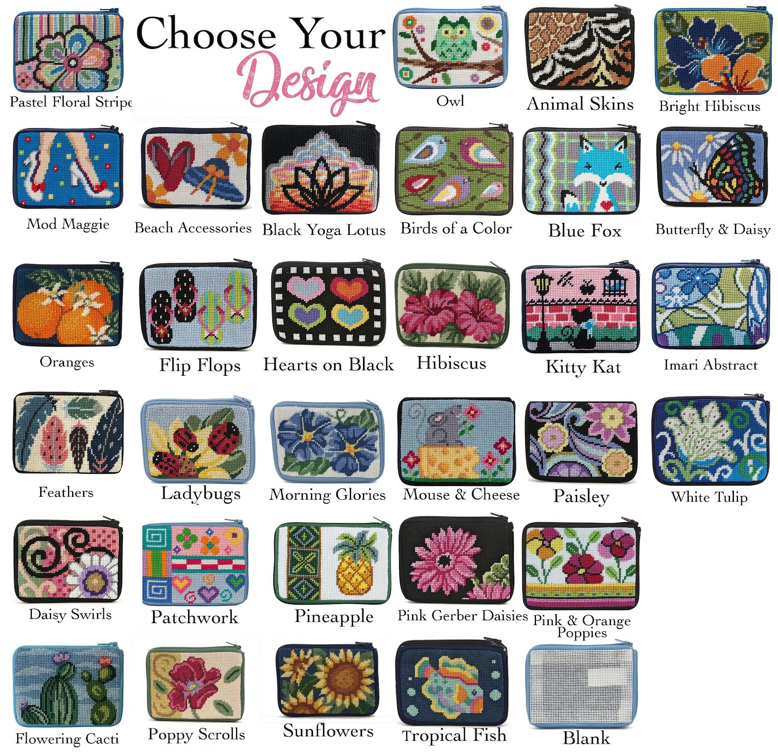 Stitch & Zip Needlepoint Coin Purse Kit- Oranges