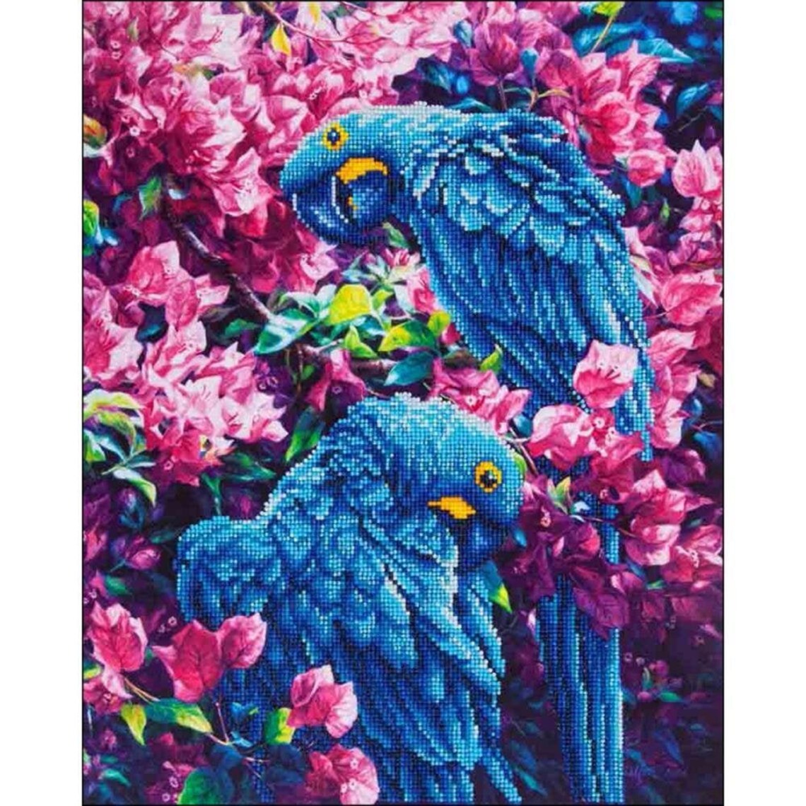 Diamond Paint Kit Diamond Dotz Blue Parrots Pink Flowers | Etsy