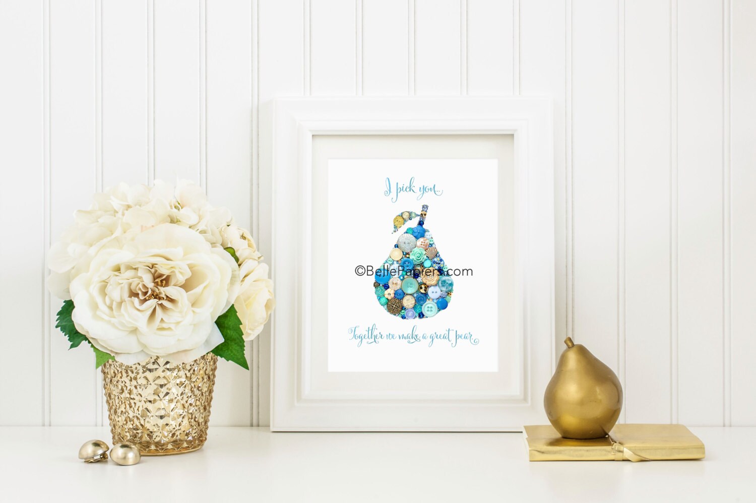 Fourth Anniversary Fruit and Flowers Anniversary Button Art Etsy