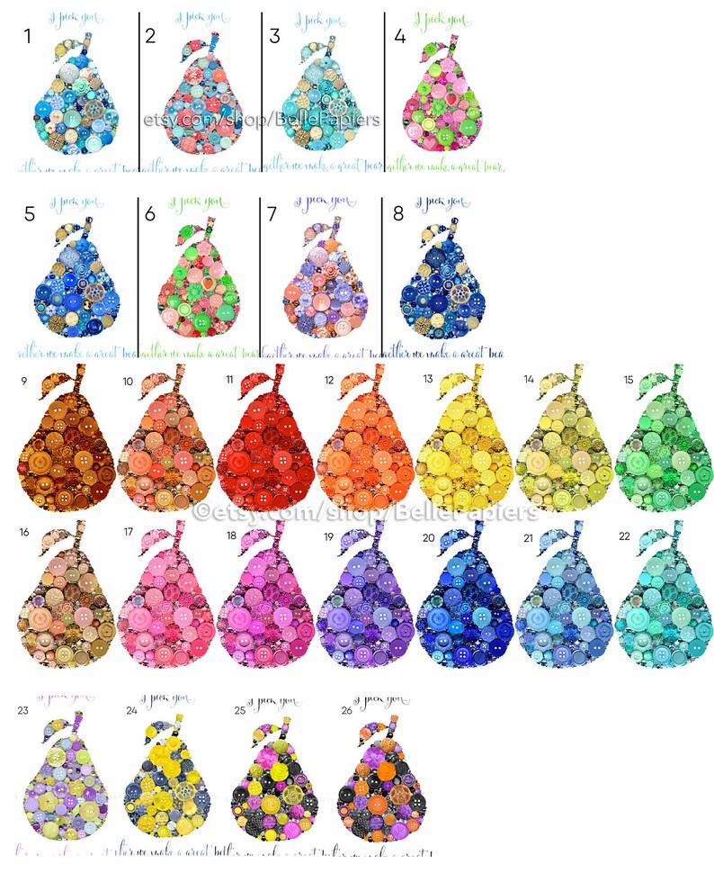 Fourth Anniversary Fruit and Flowers Anniversary Button Art Etsy