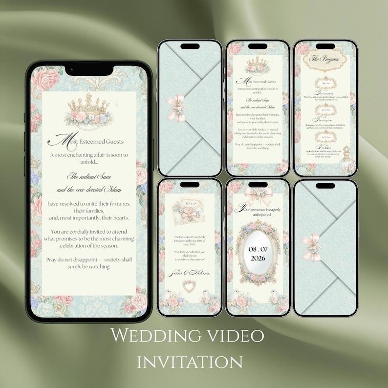 Bridgerton Era inspired Wedding Video Invitation, Animated envelope invitation, Regency Era wedding Invite, Elegant Wedding video Invitewedding video invite
wedding evite
save the date vid
elegant wedding
wedding invite vid
envelope invite
wedding invitation
Animated envelope
Envelope open invite
Bridgerton wedding
Bridgerton invite
Vintage wedding
Bridgerton evite
Bridgerton