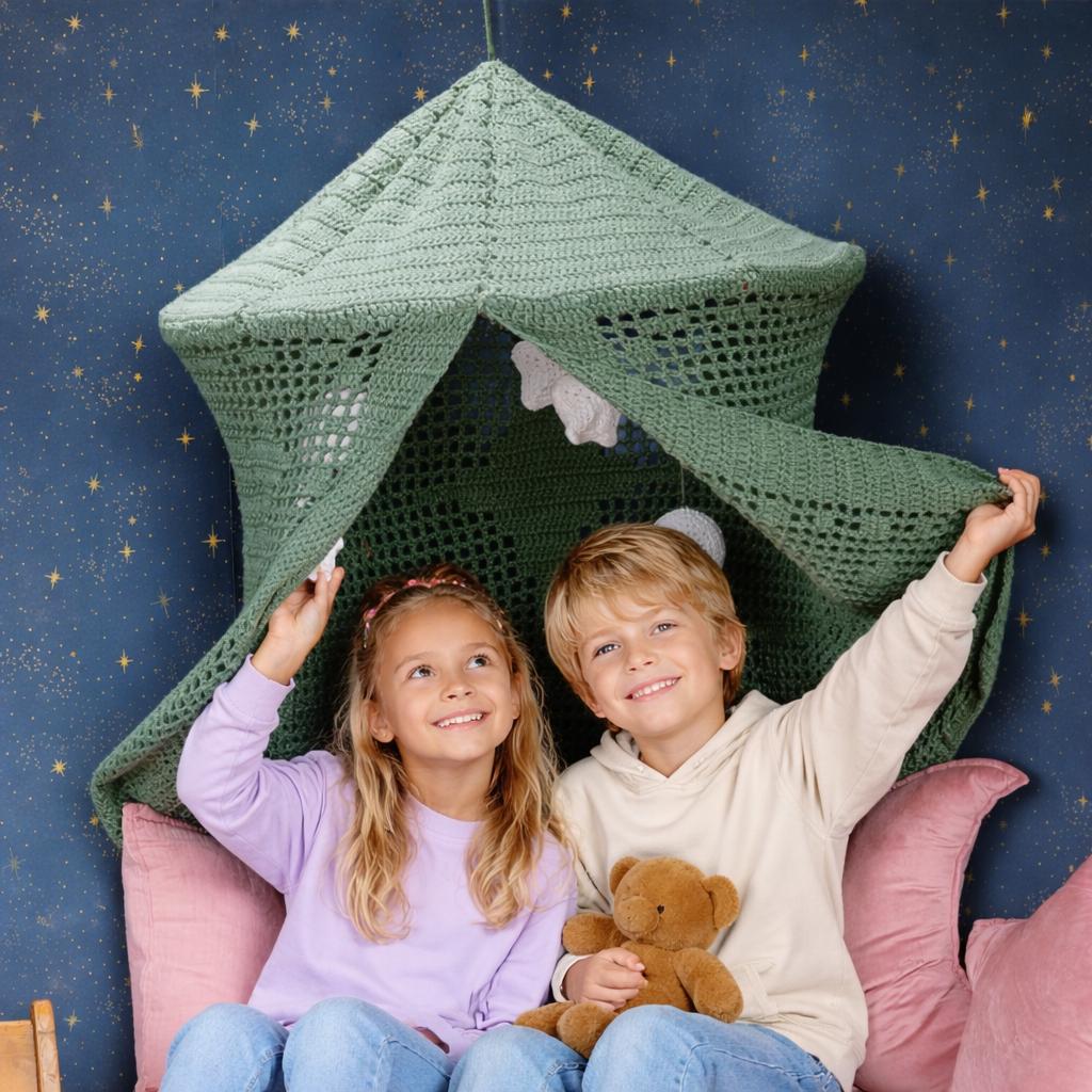 Patron de marquise au crochet PDF | Auvent au crochet pour enfants | Tente de jeu au crochet | Motif imprimable de décoration de chambre d'enfant