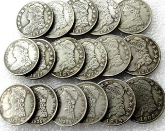 Rare 1807-1839 Full Set 17 Pcs US United States Draped Capped Bust Half Dollar Liberty Half Dollar Coins