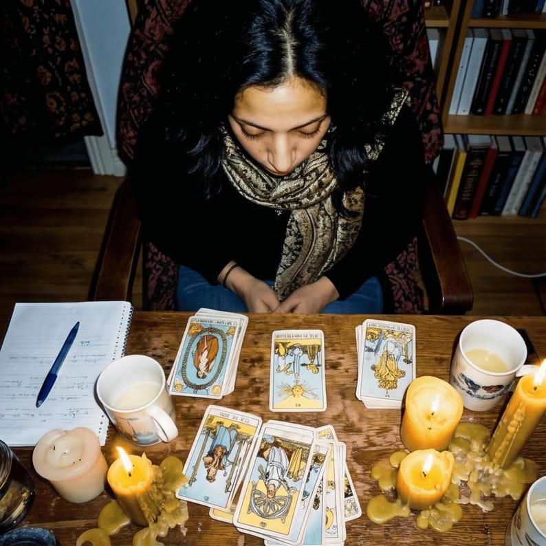 Love tarot reading shop image with crystal ball and intuitive reading aesthetic for Etsy.