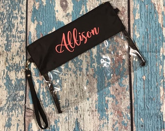 Clear Stadium Game Day Purse Use As Clutch or Crossbody | Stadium Approved Clear Bag | Clear Concert Bag | Personalized Clear Football Purse