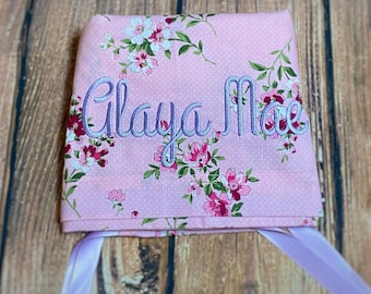 Personalized Easter Basket Liner, Vintage Pink Floral Easter Basket Liner Embroidered With Name, Pink Floral Vintage Easter Basket Liner