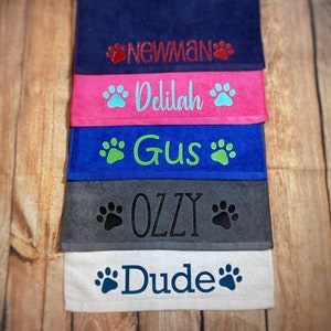 Personalized Doggy Drool Towel With Carabiner Clip - Travel Dog Towel - Puppy Gift - Personalized Dog Towel with Name - Muddy Paws Towel