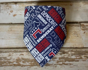 Democrat Party Dog Bandana |  Democrat Dems Donkey Dog Bandana | Political Red White Blue Democratic Party Bandana | Election Day Bandana