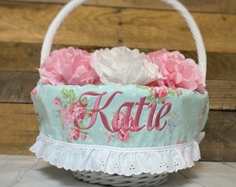 Easter Basket Liner Eyelet Ruffle ADD ON, Extra Charge For Eyelet Ruffle For Easter Basket Liner, Easter Basket Liner Sold Separately