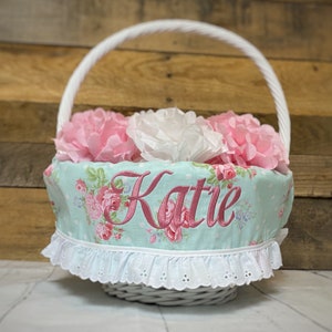 Easter Basket Liner Eyelet Ruffle ADD ON, Extra Charge For Eyelet Ruffle For Easter Basket Liner, Easter Basket Liner Sold Separately