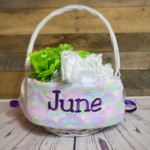 Easter Basket Personalized Liner Embroidered With Name, Colorful Rainbow Personalized Easter Basket Liner, Easter Basket Liner Personalized
