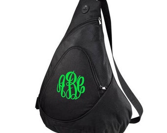 Monogrammed Sling Bag-Monogrammed Sling Backpack-Personalized Sling Bag-Monogram Sling Bag-Monogram Cross Body Bag-Monogram Sports Sling Bag