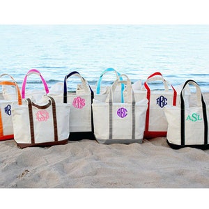Monogram Canvas Tote Bag, Large Monogrammed Canvas Boat Tote, Personalized Canvas Boat Tote, Beach Bag Tote, Monogrammed Bridesmaid Tote Bag