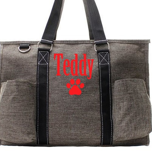 Personalized Dog Tote Bag With Zipper Pet Travel Bag Etsy