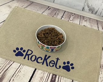 Personalized Pet Placemat, Dog Placemat For Food Bowls, Personalized Placemat For Pet Food, Paw Print Placemat, Personalized Pet Gift